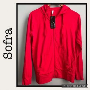 NWT Sofra Red Full Zip Lightweight Hoodie Size S